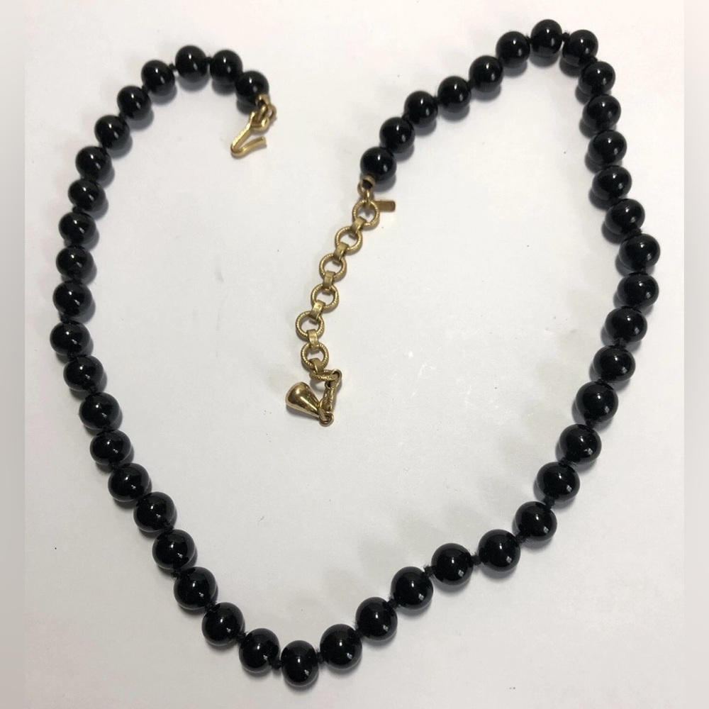 Vintage Monet Black Beaded Necklace